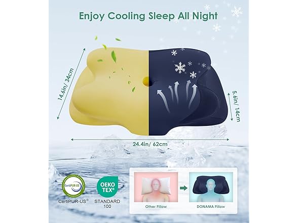DONAMA Cervical Pillow for Sleeping, Blue
