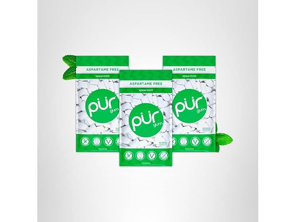 3PK PUR Aspartame Free Spearmint Gum, 55CT