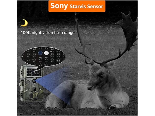 GardePro A3S Trail Camera 64MP 1296p – No Glow Night Vision 100ft, Game Camera
