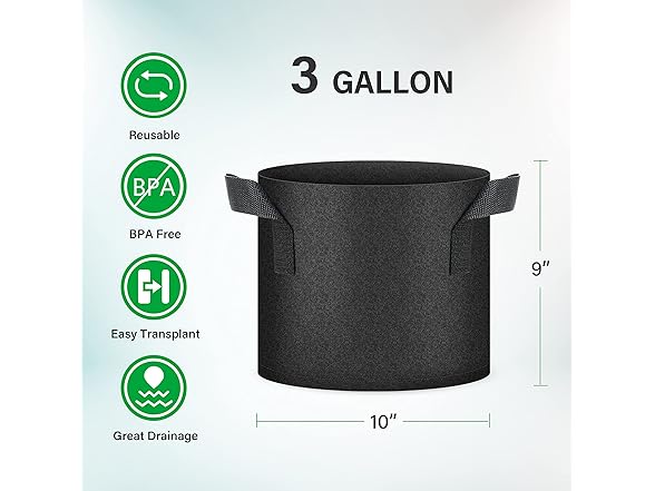 YSSOA YSSOA 10-Pack 3 Gallon Grow Bags, Tomoat
