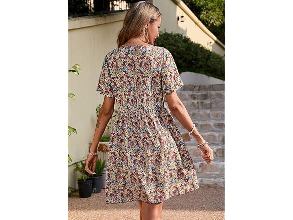Prettygarden Women (M) Summer Short Sleeve V Dress