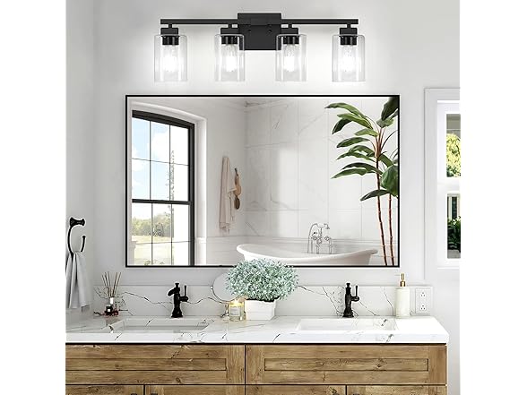 BesLowe 4-Light Bathroom Light Fixture Black
