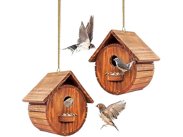 Set of 2 MIXUMON Bird Houses for Outside