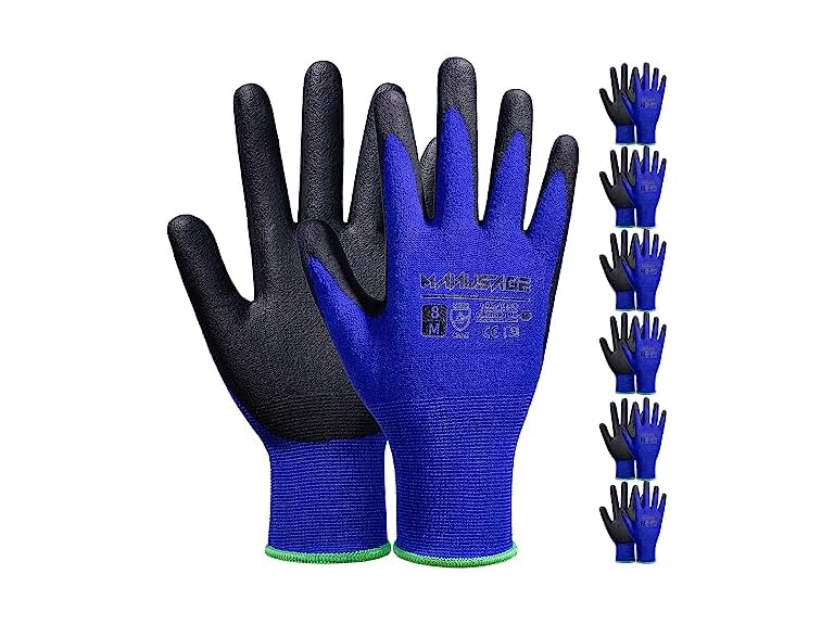 MANUSAGE Blue 6pr XL MicroFoam Nitrile Work Gloves