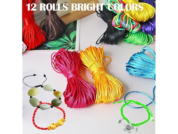 Ewparts Nylon String for Bracelets 1.5mm 12 Rolls