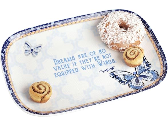 Dolly Parton Jeweled Mosaic Blue Butterfly Design Small Serving Tray 