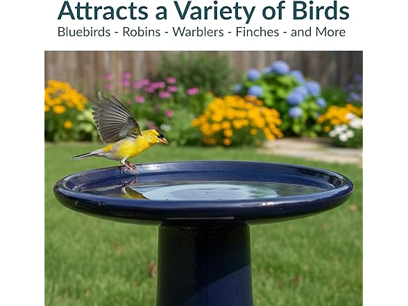 Sunnydaze 21" H Ceramic Bird Bath Midnight Blue