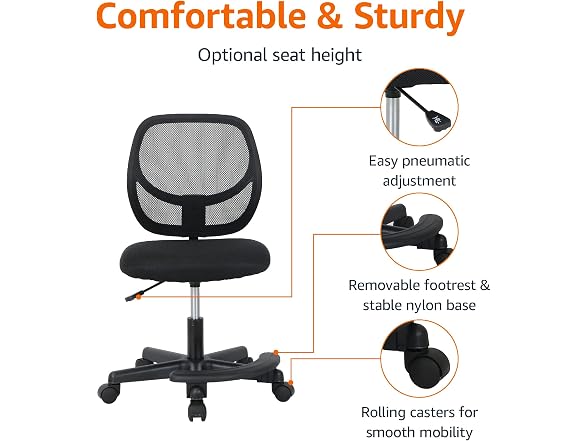 Amazon Basics Kids Adjustable Height Mesh Low-Back Swivel Desk Chair