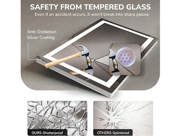 USHOWER LED Bathroom Mirror 48x32 Inch