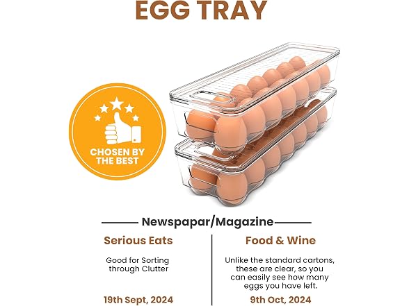 Utopia Home Egg Container With Lid and Handle for
