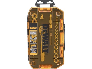 $34.99 DEWALT DWMT73804 Socket Set, 1/4in & 3/8in DR 34pc dealfomo