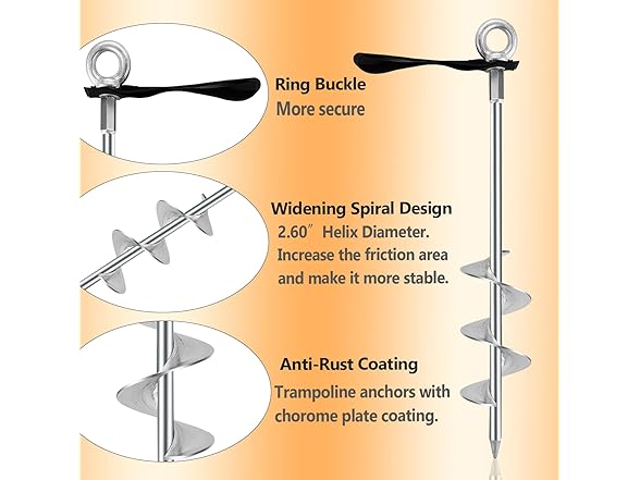 WateryWave 4Pcs Ground Anchors Screw