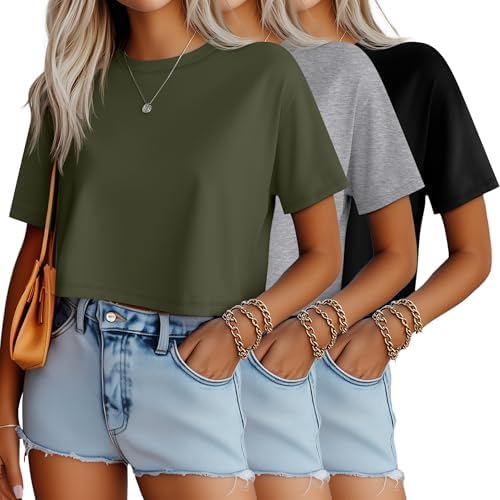 3 Pack Women's Crop Top T-Shirt