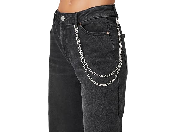 Forever 21 (28) Wide-Leg Wallet-Chain Jeans