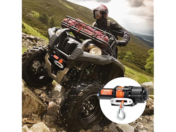 Electric Winch, 12V 4500 lb Load Capacity Nylon