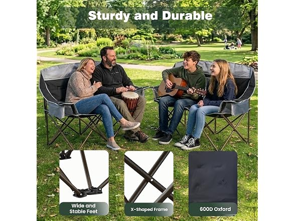 SUNNYFEEL Black Loveseat Chair w/Cooler