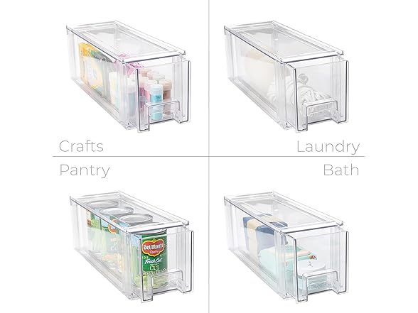 Smart Design Pull-Out Stackable Storage Bin, XS