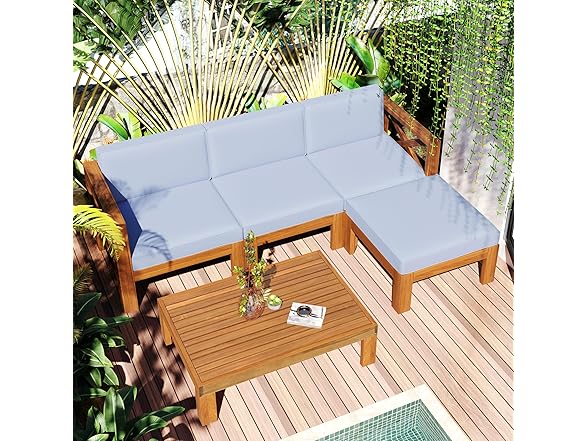 Merax Patio Furniture Sets 5 Pieces, Grey