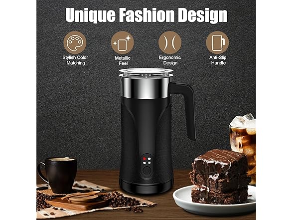 4-in-1 Milk Frother and Steamer (Black)