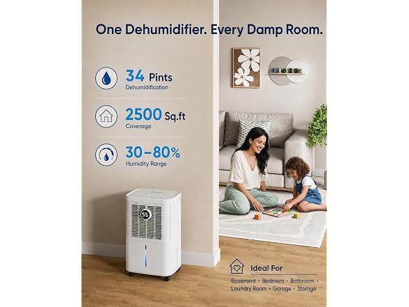 Dravonic 34 Pints Dehumidifier