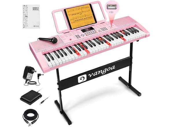 VANGOA Pink Electric Piano Keyboard