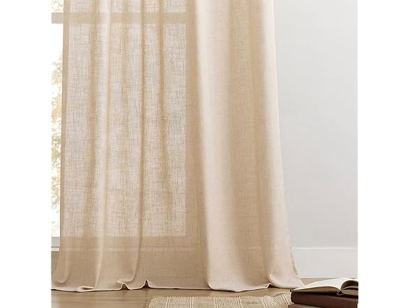 Joydeco Linen Curtains 96" Long 2 Panels