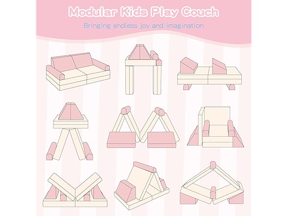 Stmoze Modular Kids Play Couch, 5 Second Quick Bounce High D (Open Box)