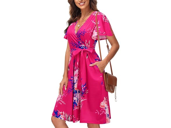 Laishen Women (XL) V Neck Short Sleeves Dress