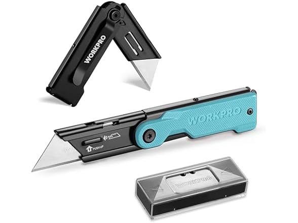 WORKPRO Folding Utility Knife,Blue