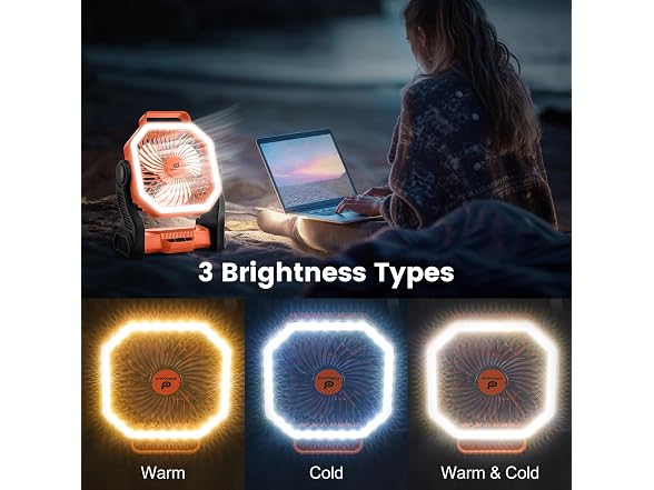 Odoland Orange Rechargeable Camping Fan
