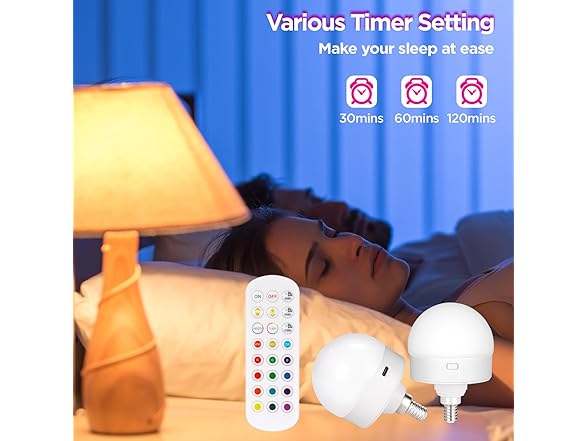 Yochoice 4-Pk E12 Battery Operated Light Bulb