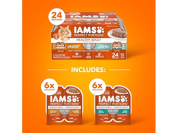 24PK IAMS Perfect Portions Healthy Adult Wet Cat Food