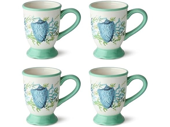 Cerified International Sea Glass Porcelain Mugs, Set of 4