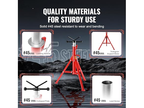 V Head Pipe Stand Adjustable Height 28-52 Inch