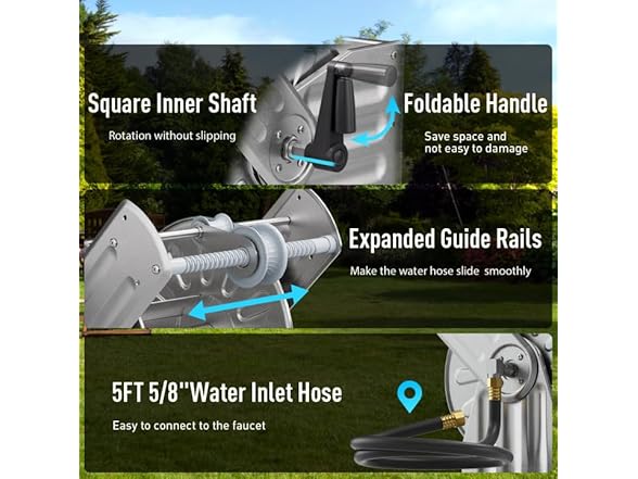 GREENER Stainless Steel Hose Reel - Choose Size