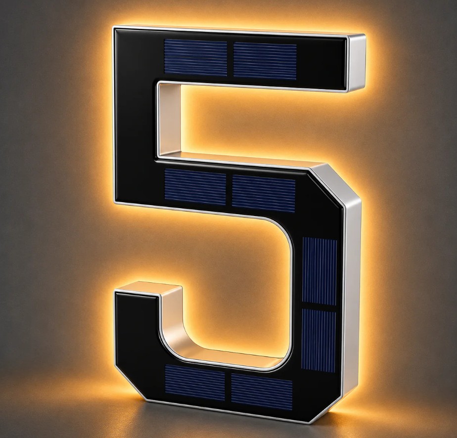 Infinite Basics Solar LED House Number Sign – 6.7" (0-9, A-D) - Gallery 20