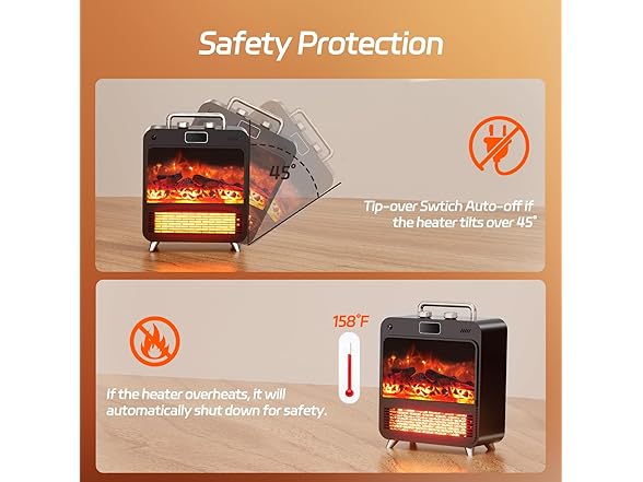 Feculs 3-IN-1 Electric Fireplace Heater