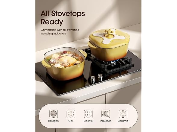 stackbear Cast Iron Dutch Oven Yellow