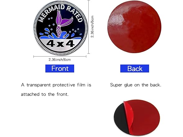 Mermaid Badge Car Emblem 4x4 Metal 2Pc