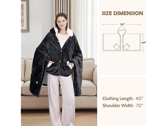 HOW'S MY HOUSE Wearable Heated Throw Blanket