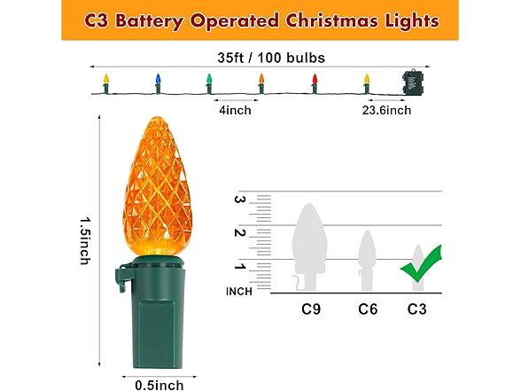 Brightever C3 Christmas Lights, 35FT