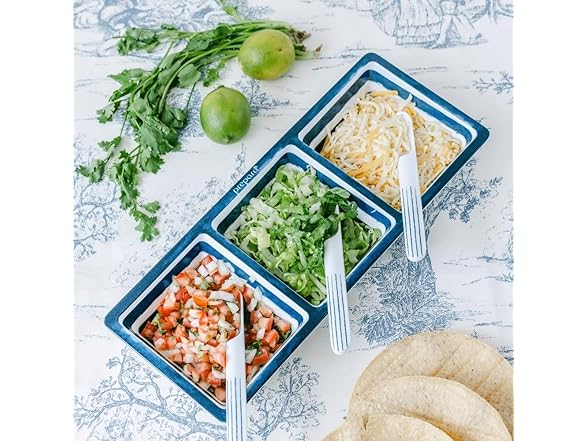 Prepara Coastal Stripe 3-Section Tray, Blue/White
