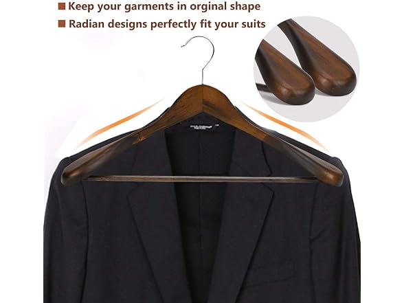 Suptinwear Wide Shoulder Wooden Suit Hangers 6 Pack