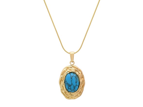 18K Gold Plated Pendant with Blue Stone