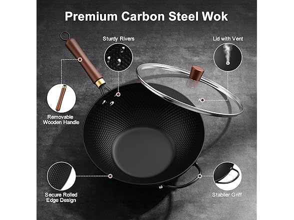 Todlabe Carbon Steel Nonstick Wok Pan