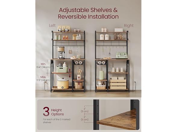 VASAGLE Baker's Rack, 35.4 Inches Microwave Stand