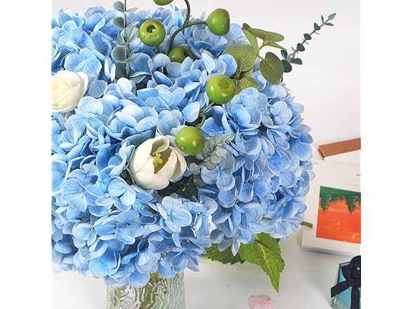 Kmise Hydrangea Artificial Flowers, 22”, 5PC