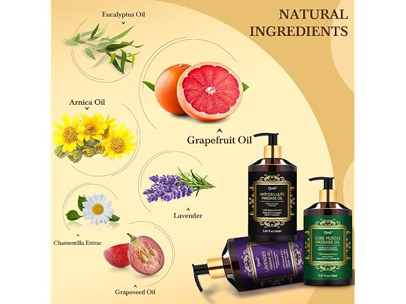 Pjordo 3-Pack Lavender Massage Oil Set