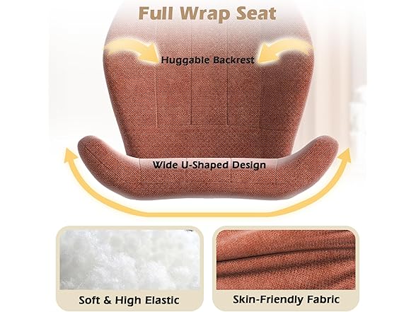 ZZW Criss Cross Chair with Wheels, Wide Cross Legged Office Chair Armless Comfy Desk Chair with Tall Back Vanity Chairs with Stress Relief Curved Design Seat for Bedroom & Office & Home Red Orange (Open Box)