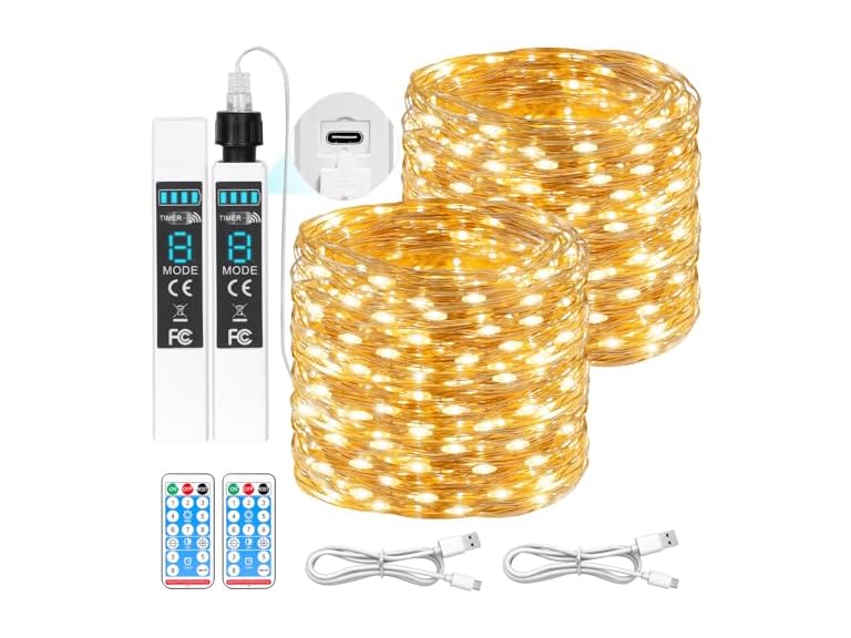 Lakumu KN0001 132FT(66*2) Warm White Fairy Lights